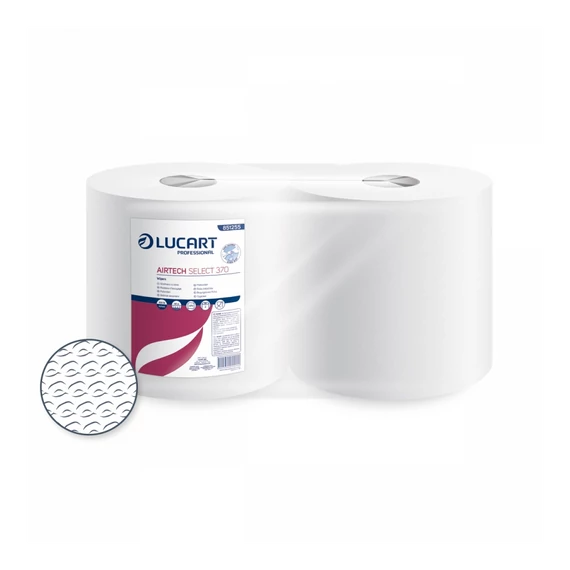 Ipari törlő 1 rétegű átmérő: 28 cm hófehér 370 lap/tekercs 2 tekercs/karton Airtech Select 370 - 65 Gsm Lucart_851255